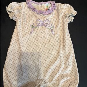 Jellybean brand Adorable Polka Dot Baby Romper with Purple Accents